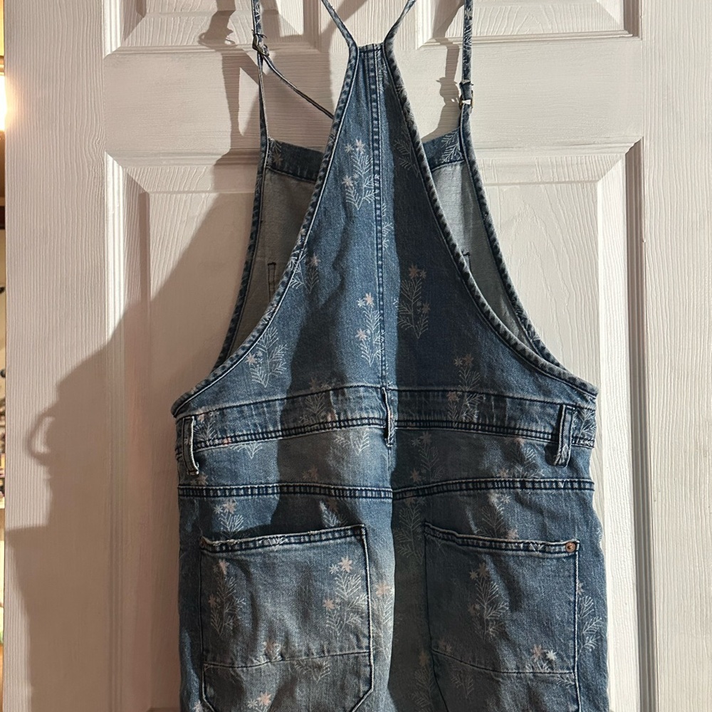 Pilcro Floral Blue Denim Overalls - Picture 4 of 5